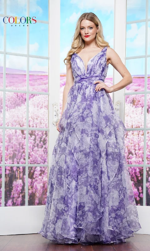 Sleeveless Floral-Print Prom Ball Gown: Colors Dress 3545 Vintage floral dresses