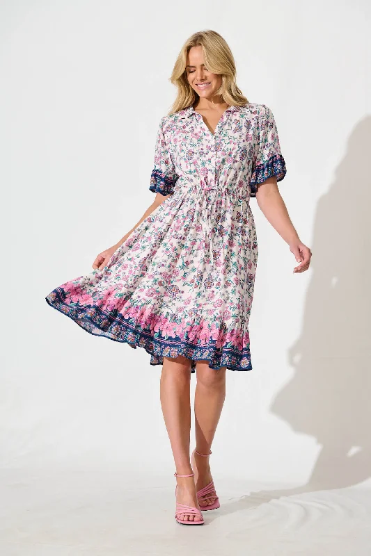 Samison Dress in Pink and Blue Floral Lightweight floral dresses for hot weather