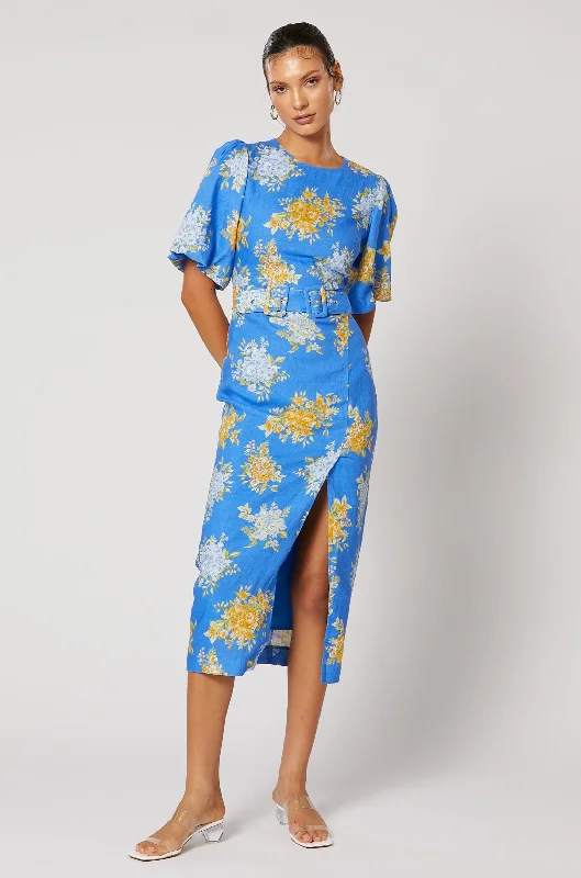 Winona Cici Blousen Dress - Blue Print Stretchy floral dresses