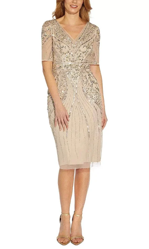 Adrianna Papell AP1E209809 - Beaded Mesh Dress Petite unclassified dresses