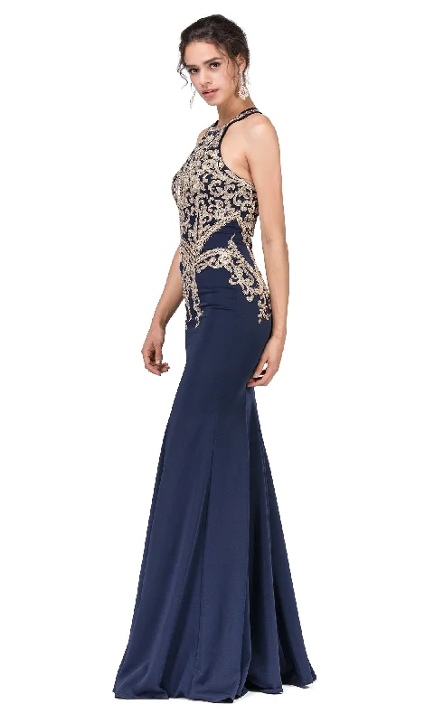 Beaded High-Neck Prom Dress with T-Back Open-back unclassified dresses