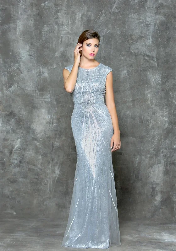 Colors Dress G699 Bedazzled Jewel Fitted Sheath Gown - 1 pc Gray in size 10 Available Preppy unclassified dresses