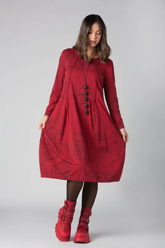 GRIZAS Scribble Dress in Red High-low unclassified dresses