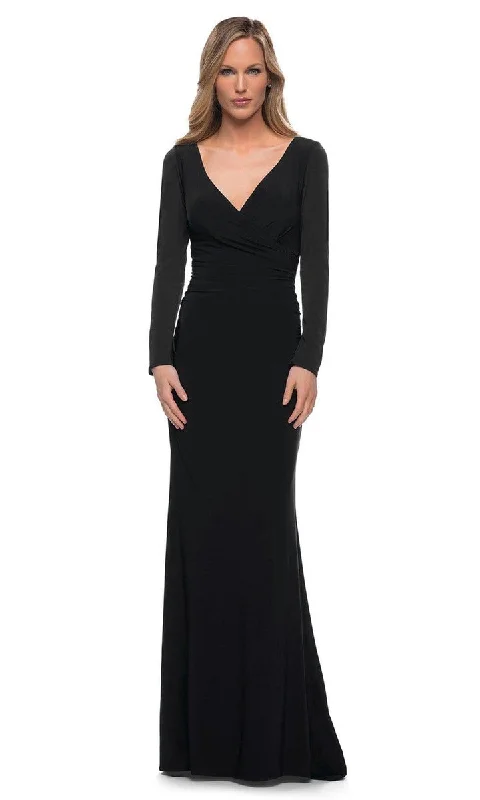 La Femme - Ruched V-Neck Formal Dress 29924SC Graduation unclassified dresses