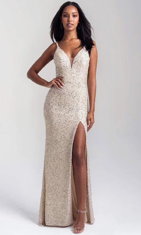 Madison James - Sleeveless Deep V-Neck Slit Sheath Evening Gown 20-367SC Sexy unclassified dresses