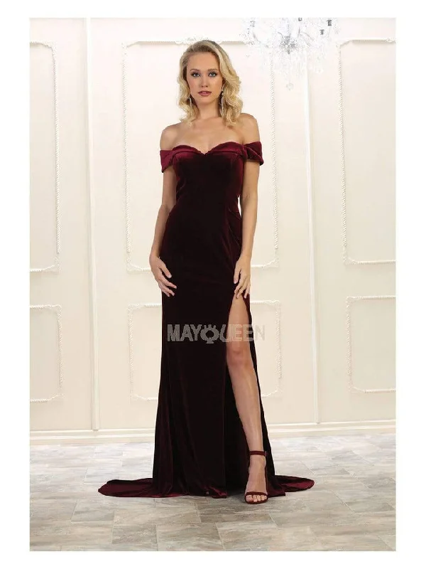 May Queen - Off Shoulder Sheath Evening Dress RQ7533 Soft fabric unclassified dresses