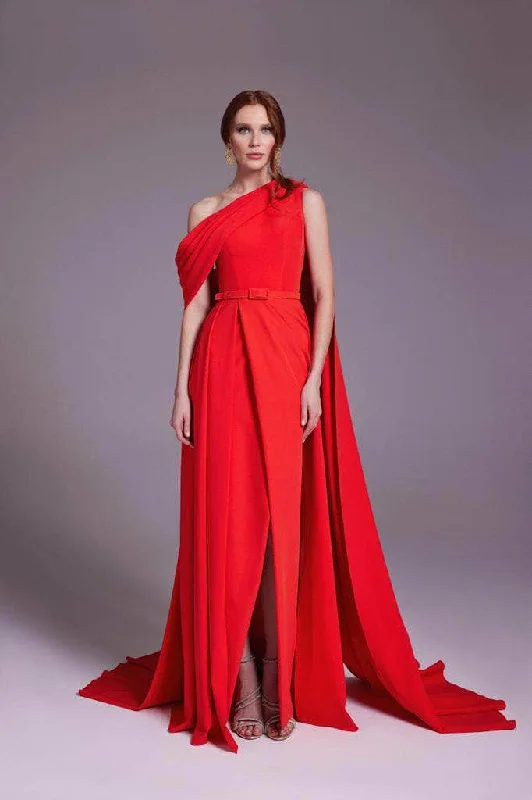 MNM COUTURE N0551 - Asymmetric Crepe Gown Plus size unclassified dresses