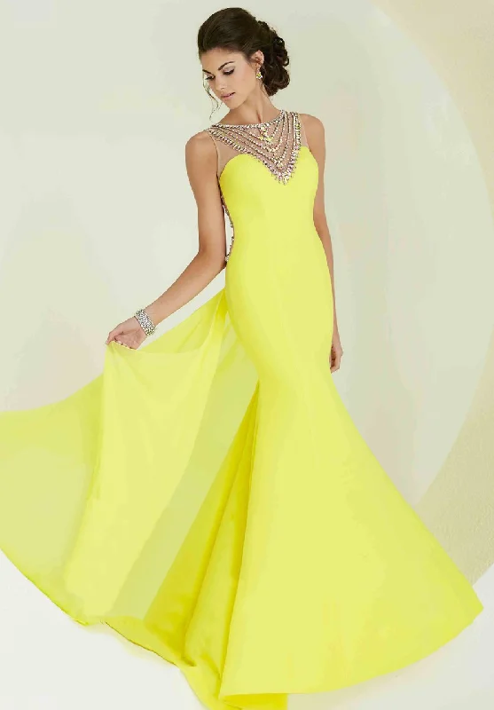 Tiffany Homecoming 16154 Fit and Flare Dress with Bead Accented Collar - 1 pc Bright Yellow/Multi In Size 12 Available Bodycon unclassified dresses