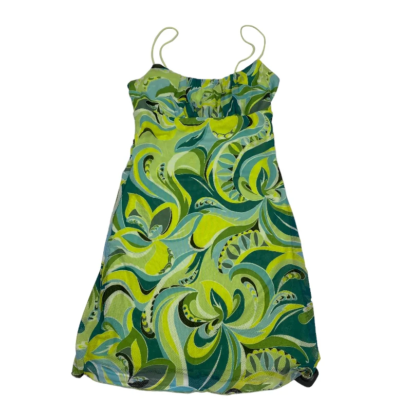 Green & Yellow Dress Casual Short No Comment, Size M Mini Skirt Look