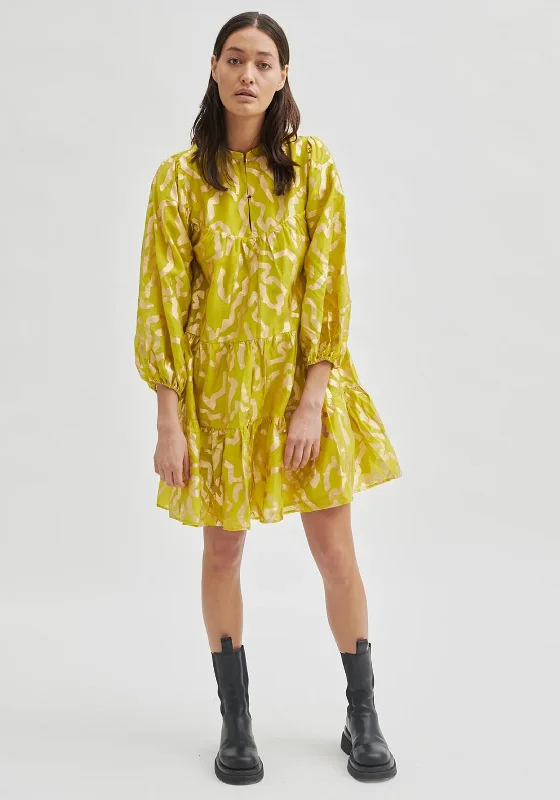 Second Female Comet Smock Mini Dress, Snake Eye Printed Mini Skirt