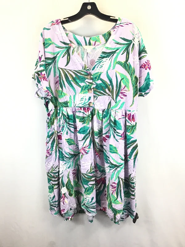 Tropical Print Dress Casual Short Terra & Sky, Size 14 Pleated Denim Skirt