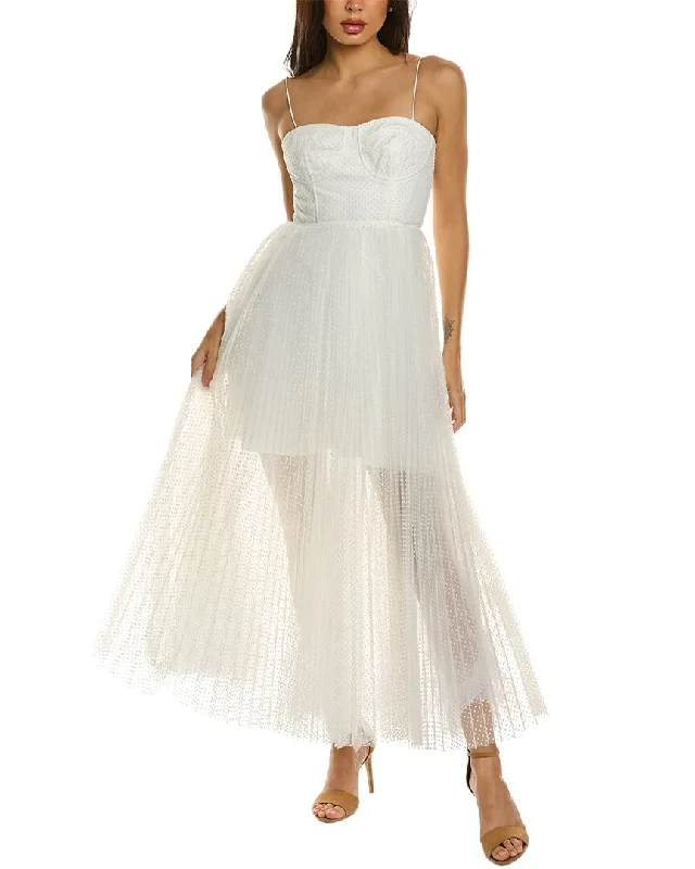 ML Monique Lhuillier Tulle Maxi Dress Fitted Maxi Skirt