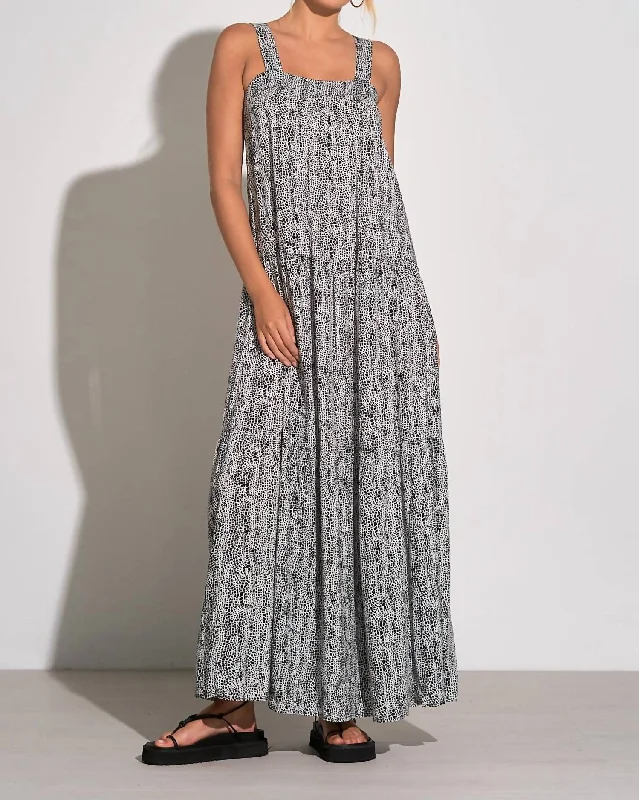 Tank Straps Tiered Maxi Dress In Black/white Maxi Skirt Outfit