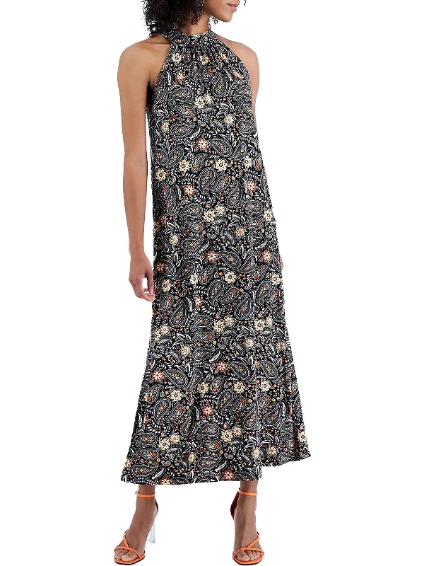 Womens Floral Paisley Print Maxi Dress Slim-fit Maxi Skirt