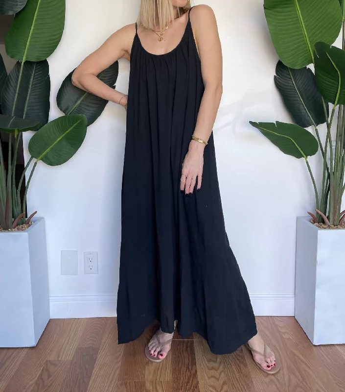 9 Seed Tulum Low Back Maxi In Black Flared Midi Skirt