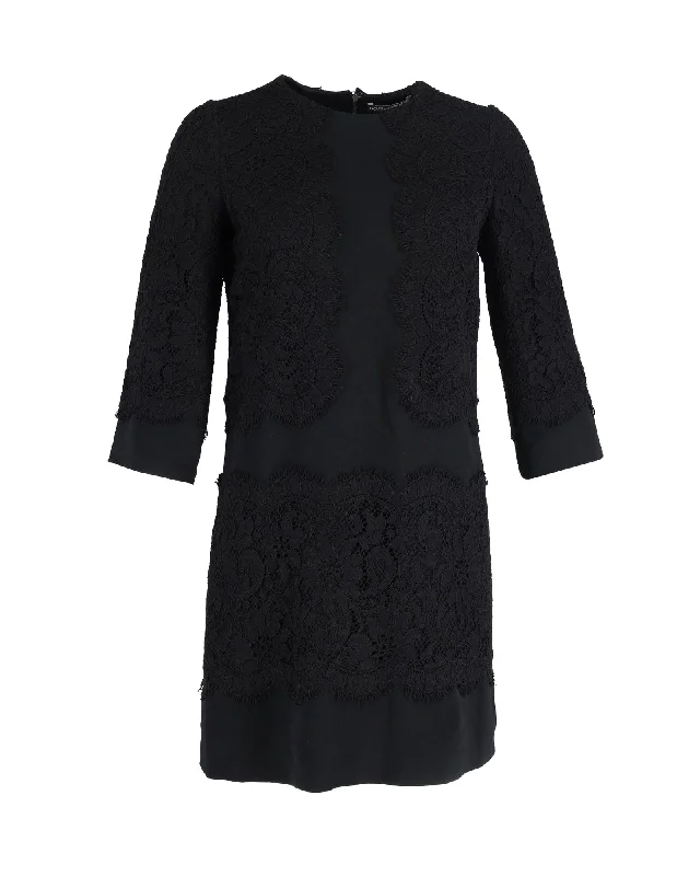 Dolce & Gabbana Lace Dress in Black Cotton Lace Dress Twirl