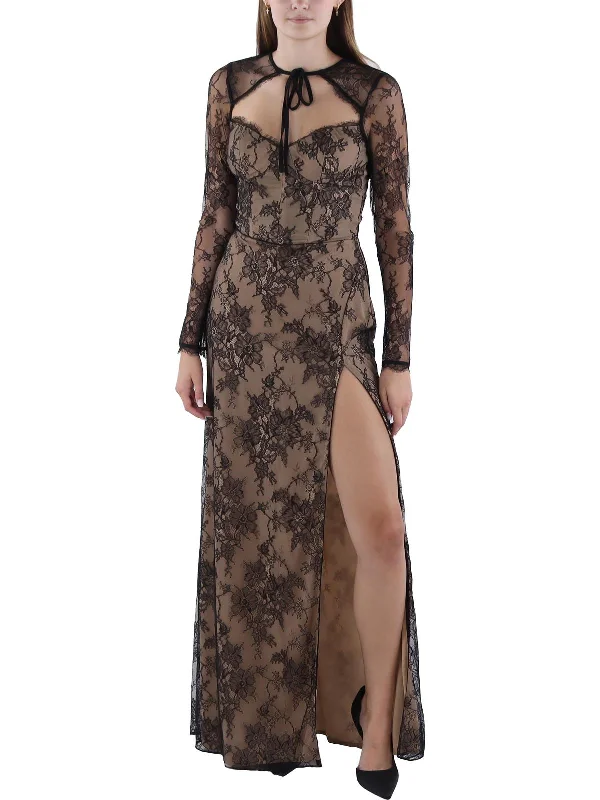 Womens Full Length Lace Evening Dress Lace Maxi Dress