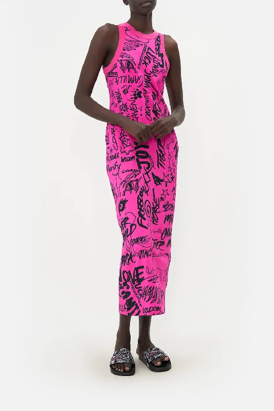 JERSEY TANK DRESS GRAFFITI THE WORLD A-line Tank Dress